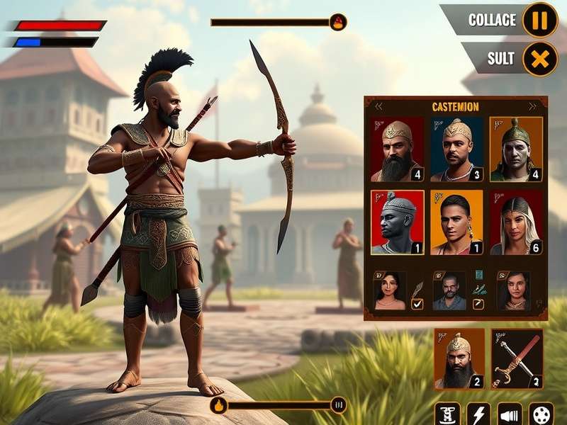 Mighty Sanskrit Soldier gameplay screenshot showing ancient Indian warrior