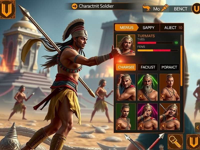Mighty Sanskrit Soldier character customization screen